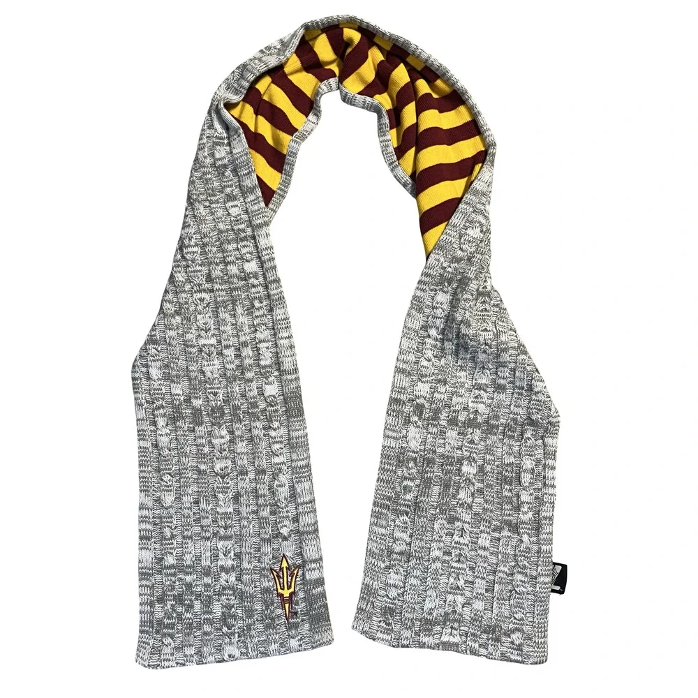 Arizona State Sun‎ Devils Scarf One Size Gray NCAA Football Zoozatz Knit Striped